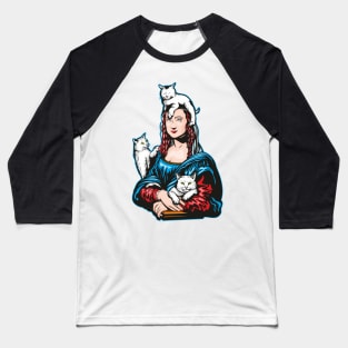 Mona Lisa With Her Kitties Baseball T-Shirt